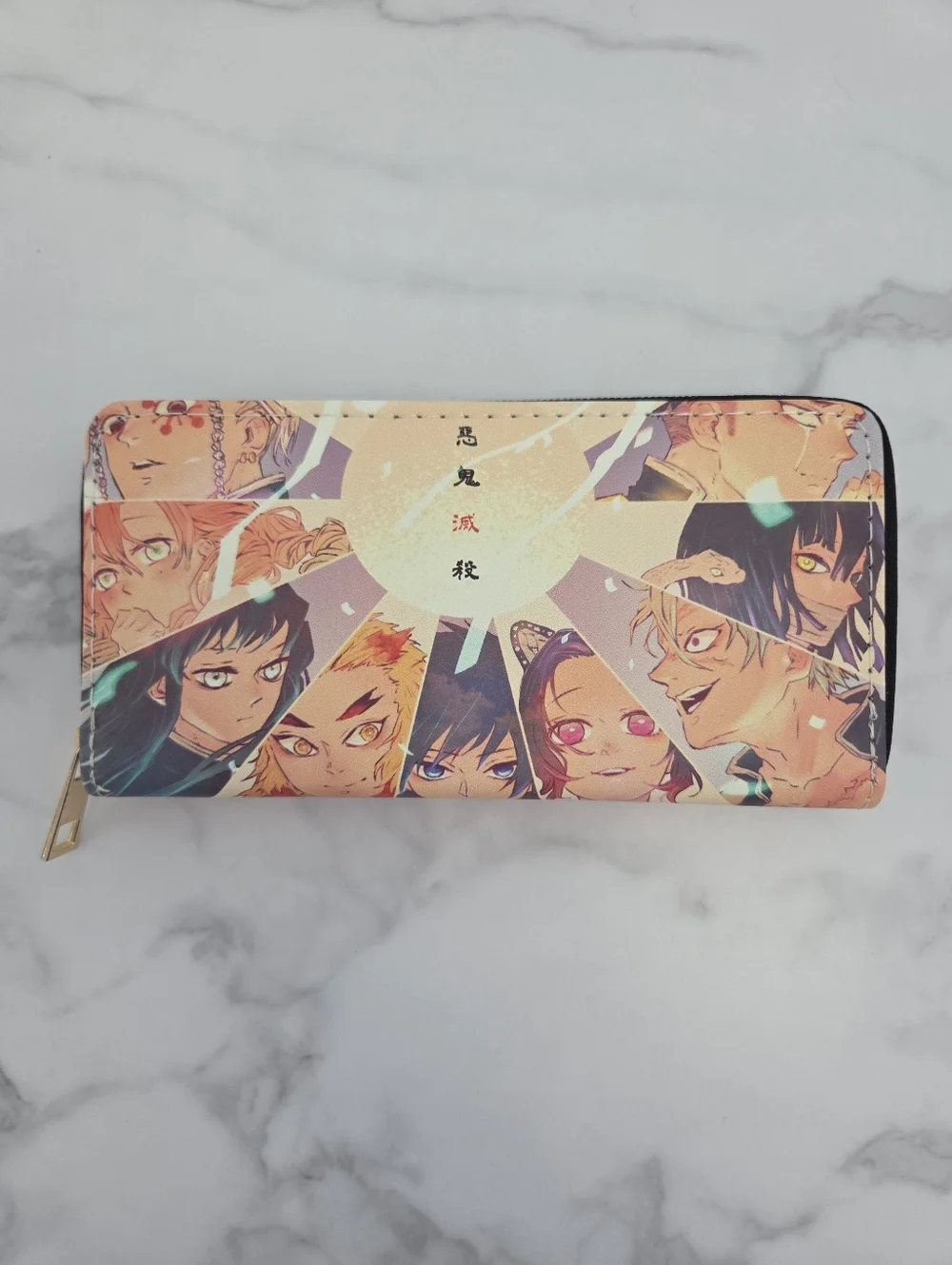 Peach Multicolor Anime Characters Graphic Long Zip Around Wallet - Picture 3 of 12